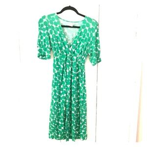 Green polka dot maternity dress